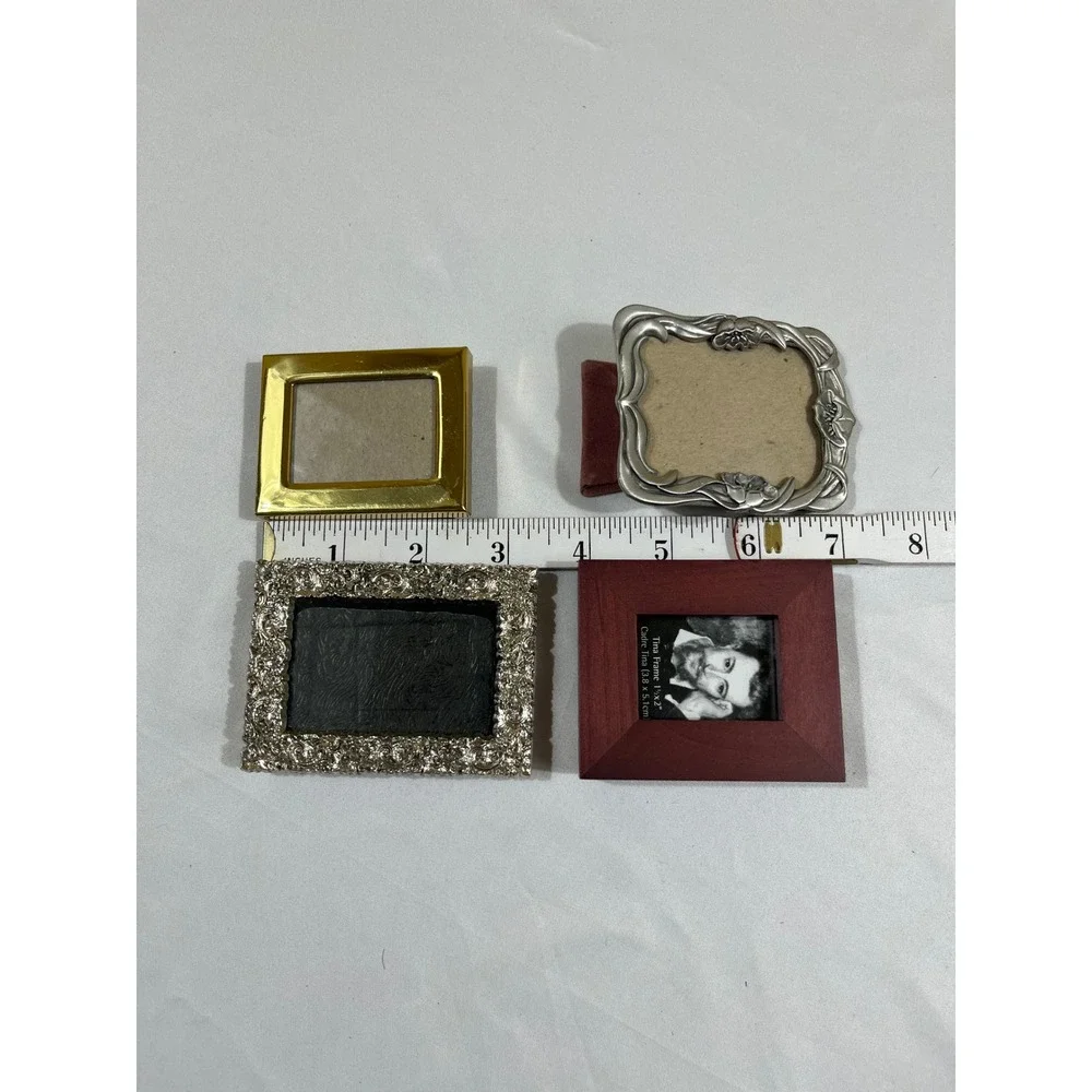 Mini Photo Frame Set 4pc Gold Silver Wood Ornate Mixed Lot Umbra Philip Whitney